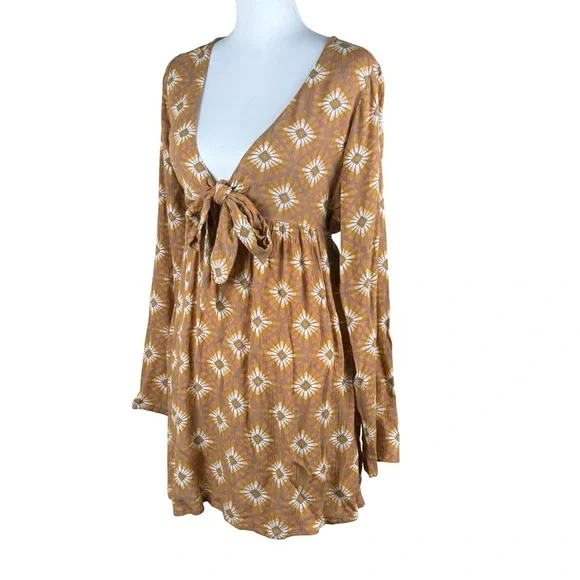 NWT Volcom Star Dreamer Floral Boho Bronze Mini Dress Size  XS - Picture 8 of 10